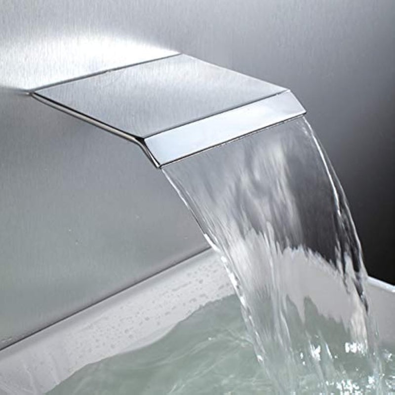 AZOS Waterfall Bath Spout Wall Mount Tub Filler Brass Waterfall Bathtub Spout Adapter High Flow Tub Shower Faucet Sprayer Attachment, Chrome Finish - Image 1